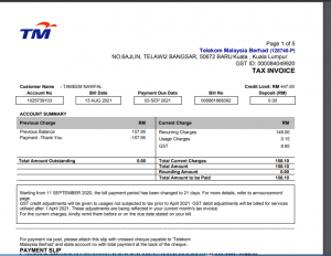 دانلود فایل قابل ویرایش قبض مالزی
