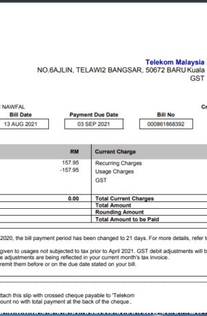 دانلود فایل قابل ویرایش قبض مالزی