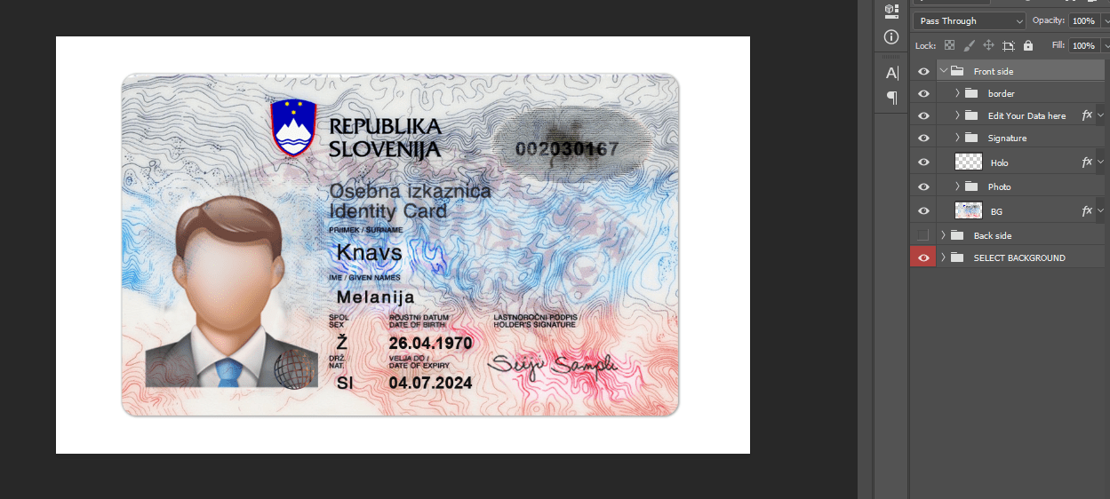 دانلود فایل لایه باز آیدی کارت اسلوونی