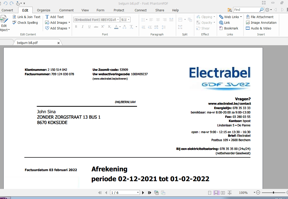 دانلود قبض برق بلژیک
