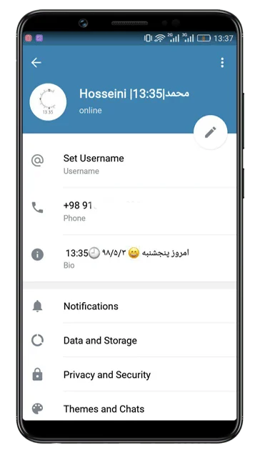 سورس ربات تاریخ و زمان در بیو پروفایل نسخه کامل