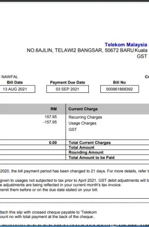 دانلود فایل قابل ویرایش قبض مالزی