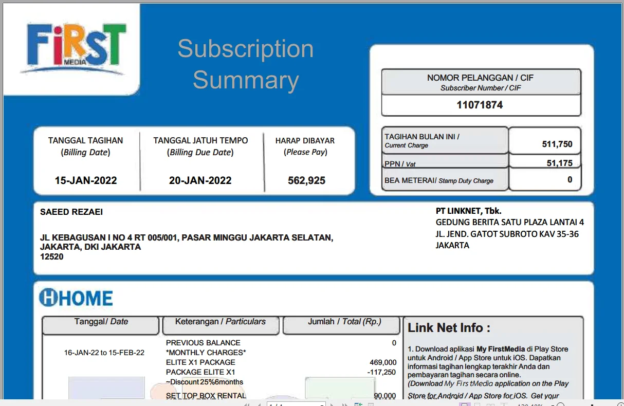 دانلود قبض تلفن اندونزی