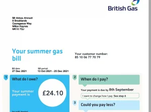 دانلود قبض قابل ویرایش گاز انگلیس