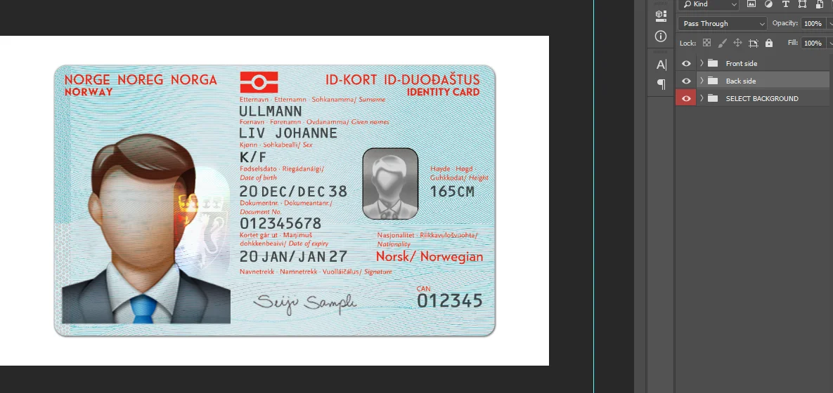 دانلود فایل لایه باز آیدی کارت نروژ