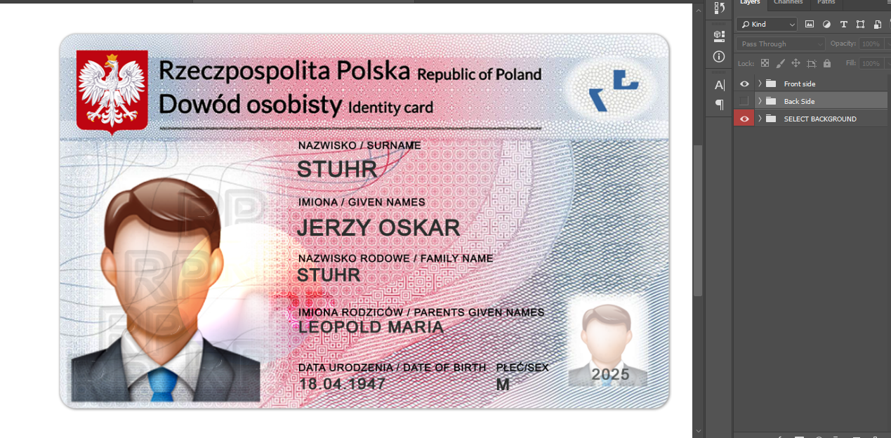 دانلود فایل لایه باز آیدی کارت لهستان