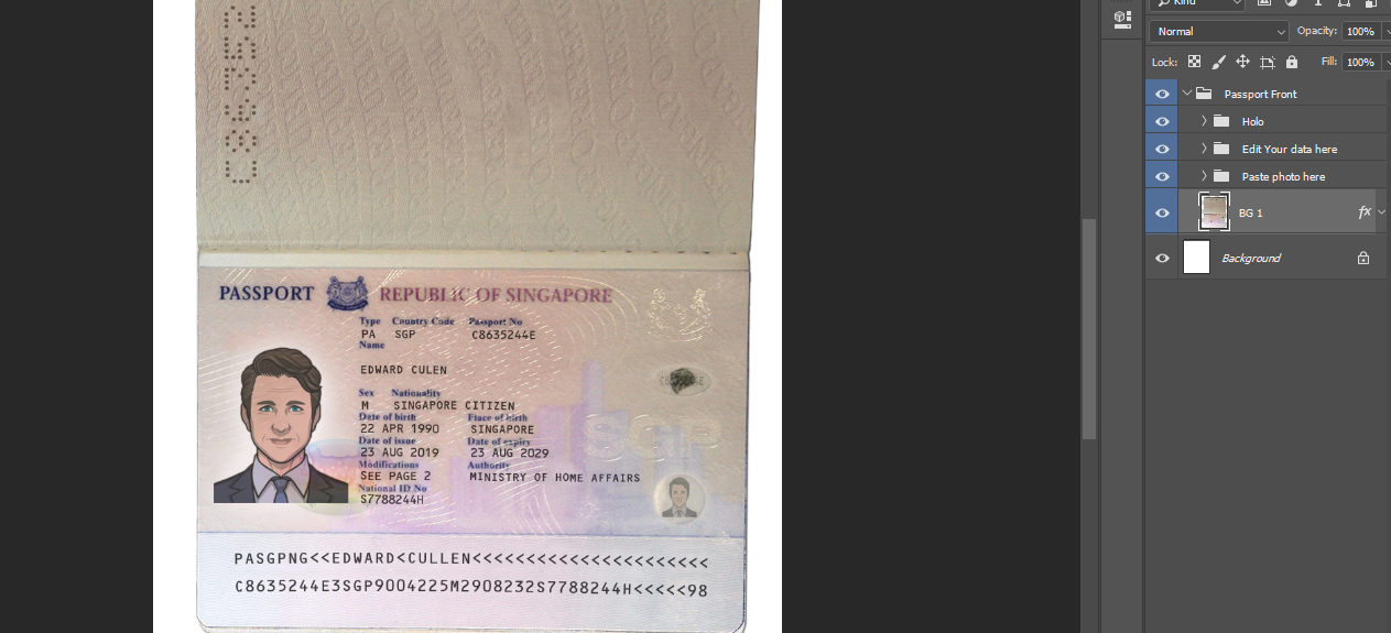 دانلود فایل لایه باز پاسپورت سنگاپور