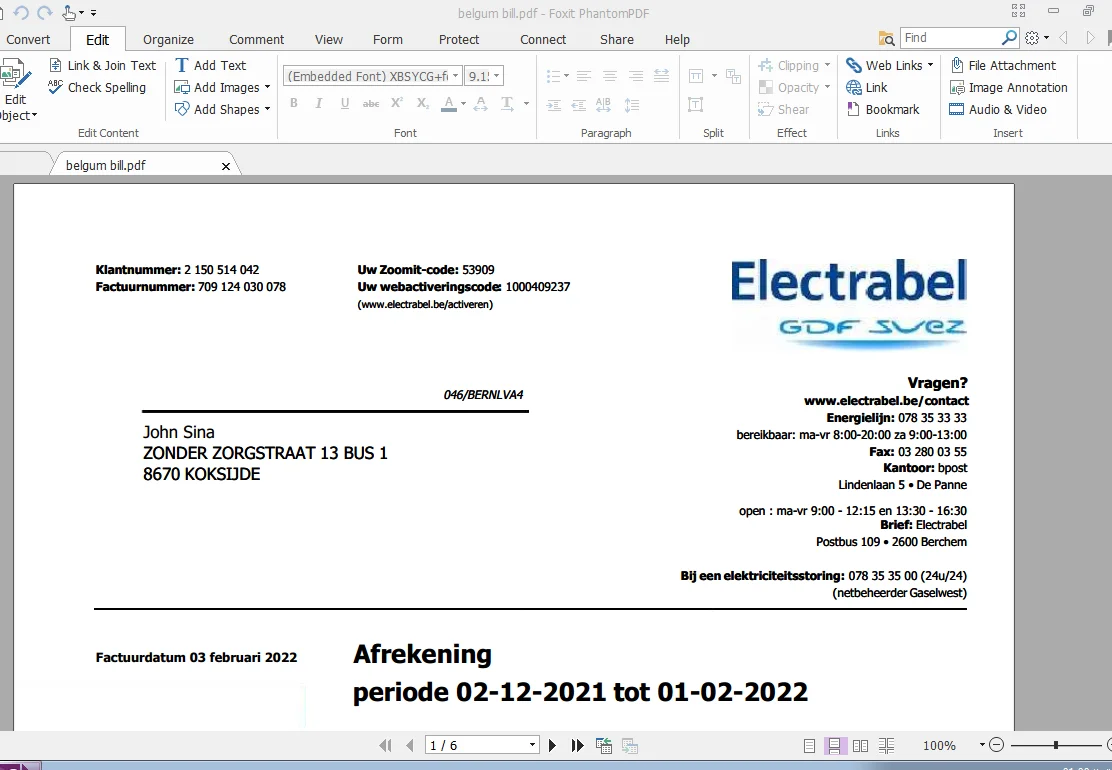 دانلود قبض برق بلژیک