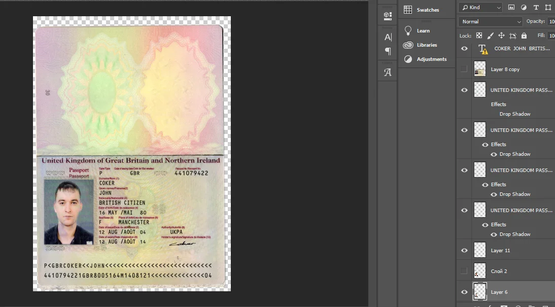 فایل لایه باز پاسپورت بریتانیا