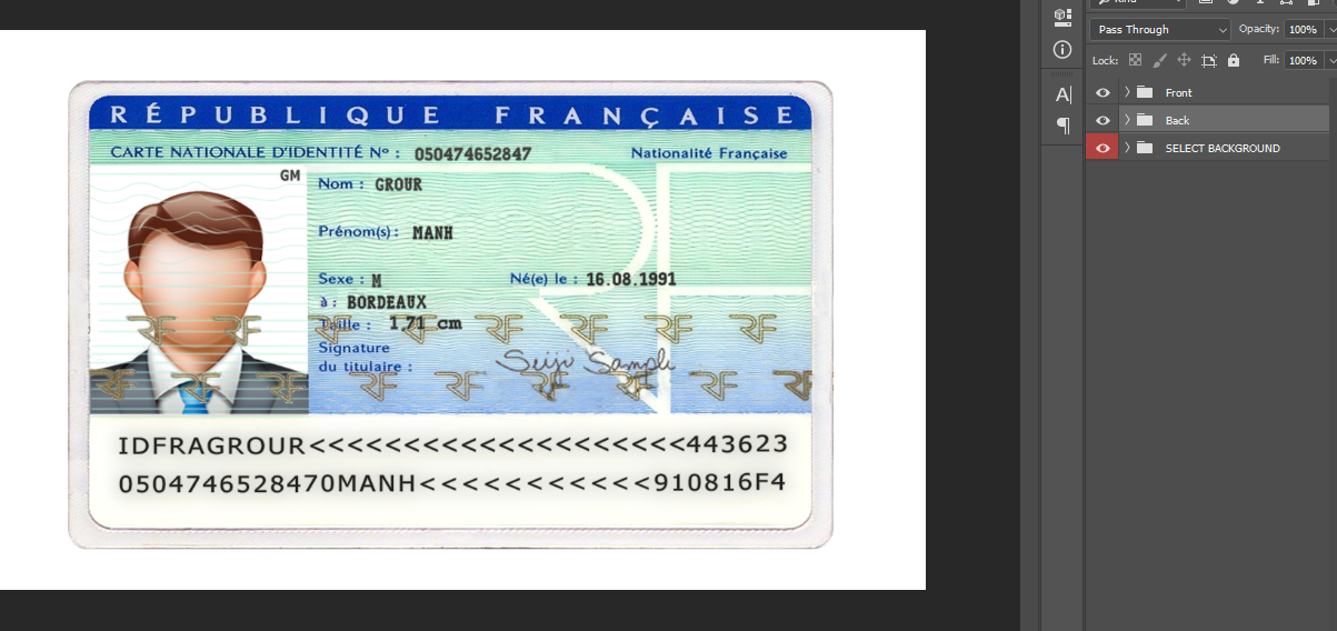 دانلود فایل لایه باز آیدی کارت فرانسه