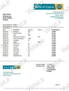 دانلود صورت حساب بانکی قبرس