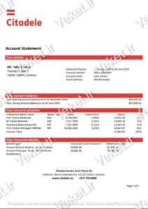 دانلود صورت حساب بانک Citadele استونی