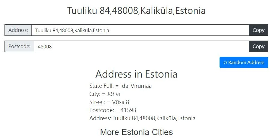 آدرس دقیق هر کشور