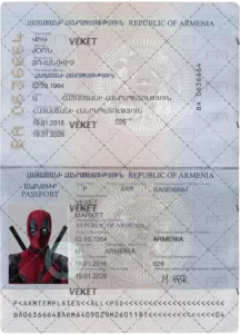 دانلود فایل لایه باز پاسپورت ارمنستان