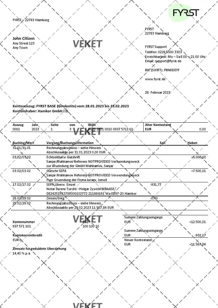 دانلود صورت حساب بانکی آلمان