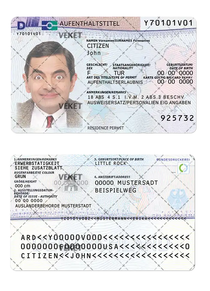 دانلود فایل لایه باز آیدی کارت اقامت جدید آلمان